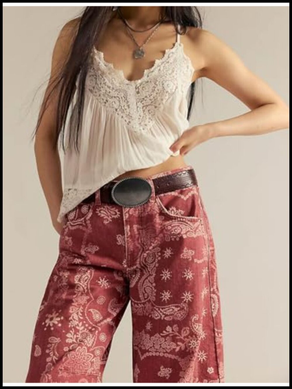 Women's Floral Print Baggy Barrel Jeans Wide Leg Mid Rise Y2k Patchwork Denim - Picture 2 of 6